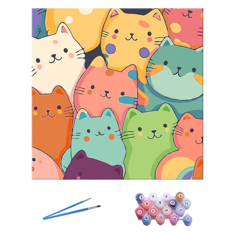 2020 cm Digital Oil Painting DIY Coloring Cute Cat Craft Children's Simple Oil Paint Filling Painting Acrylic Decoration